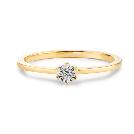 pierścionek zaręczynowy złoto żółte 750/18 K Diament 0.03 ct, w-si dwubarwny