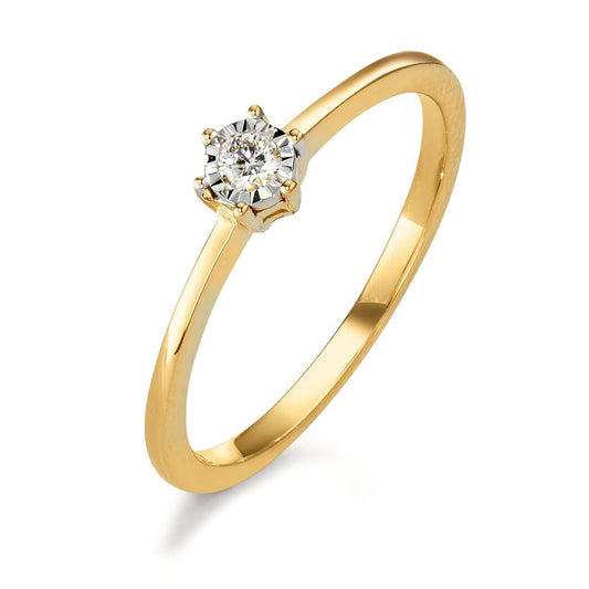pierścionek zaręczynowy złoto żółte 750/18 K Diament 0.05 ct, w-si dwubarwny Ø4 mm