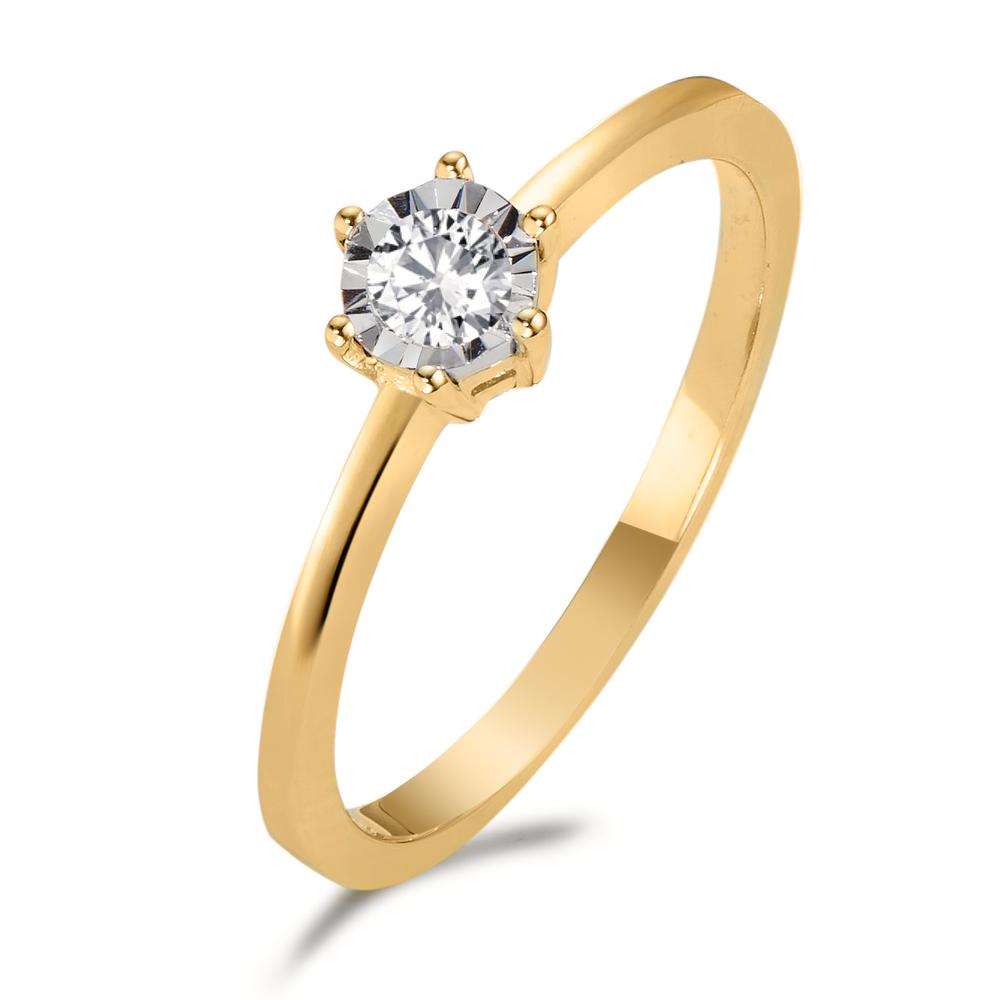 pierścionek zaręczynowy złoto żółte 750/18 K Diament 0.10 ct, w-si dwubarwny