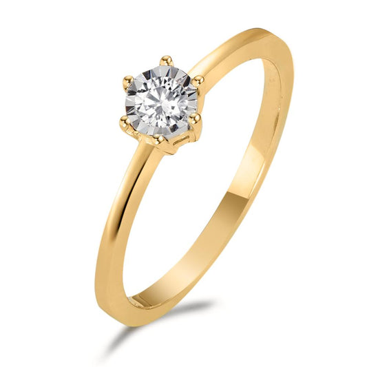 pierścionek zaręczynowy złoto żółte 750/18 K Diament 0.10 ct, w-si dwubarwny