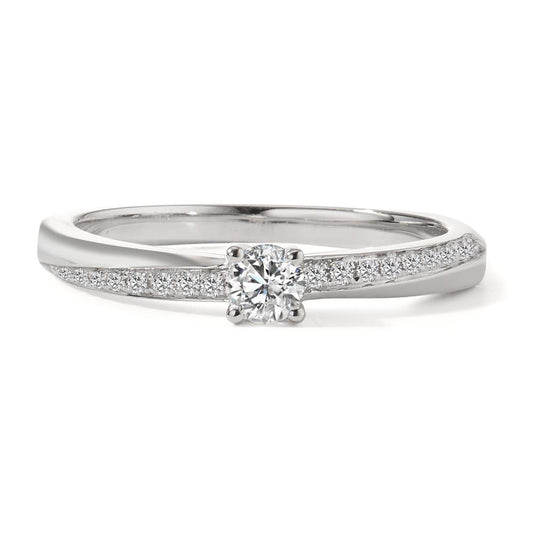 pierścionek zaręczynowy złoto białe 750/18 K Diament 0.25 ct, 21 kamienie, w-si