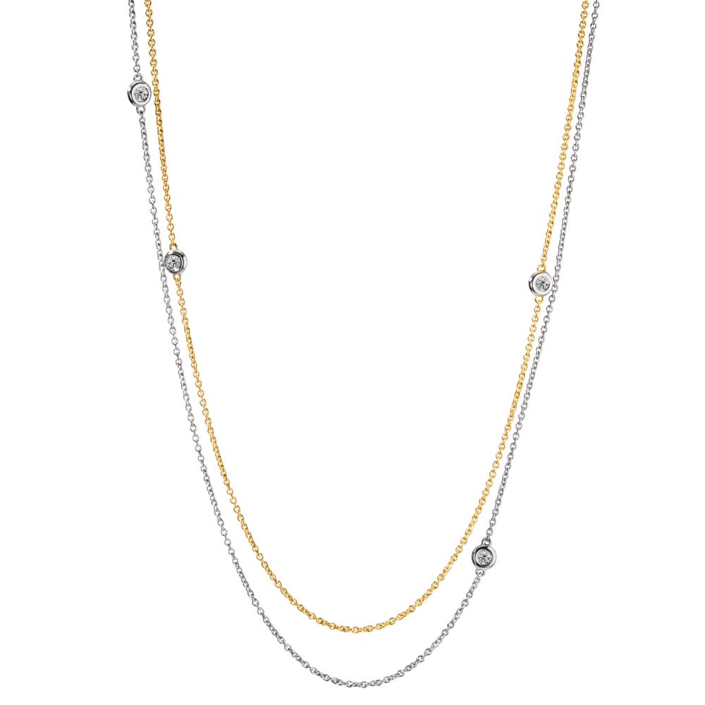 Naszyjnik złoto białe 750/18 K, złoto żółte 750/18 K Diament 0.16 ct, 5 kamienie, w-si 42-45 cm
