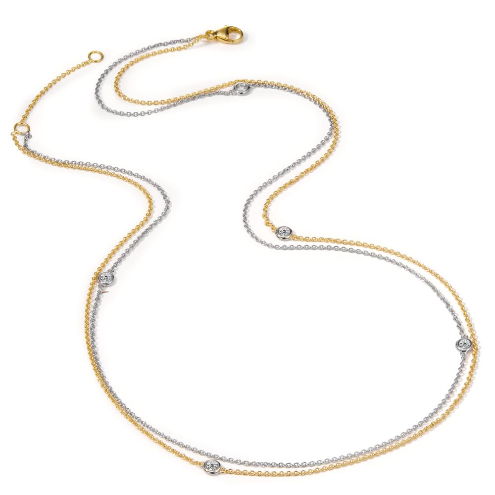 Naszyjnik złoto białe 750/18 K, złoto żółte 750/18 K Diament 0.16 ct, 5 kamienie, w-si 42-45 cm