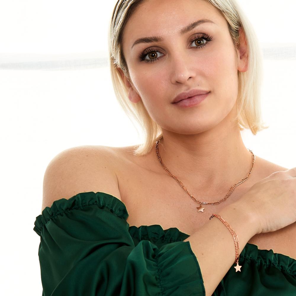 bransoletka stal nierdzewna róża Powłoka IP gwiazda 16-19 cm