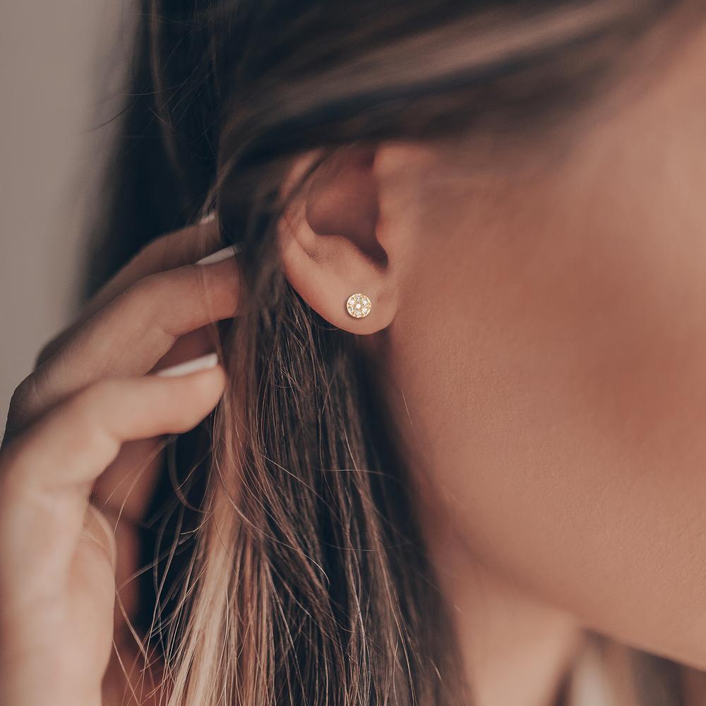 kolczyki wkrętki złoto żółte 585/14 K Diament 0.05 ct, 14 kamienie, w-si Ø3.5 mm