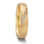 obrączka partnerska złoto żółte 750/18 K Diament 0.066 ct, 7 kamienie, tw-vsi