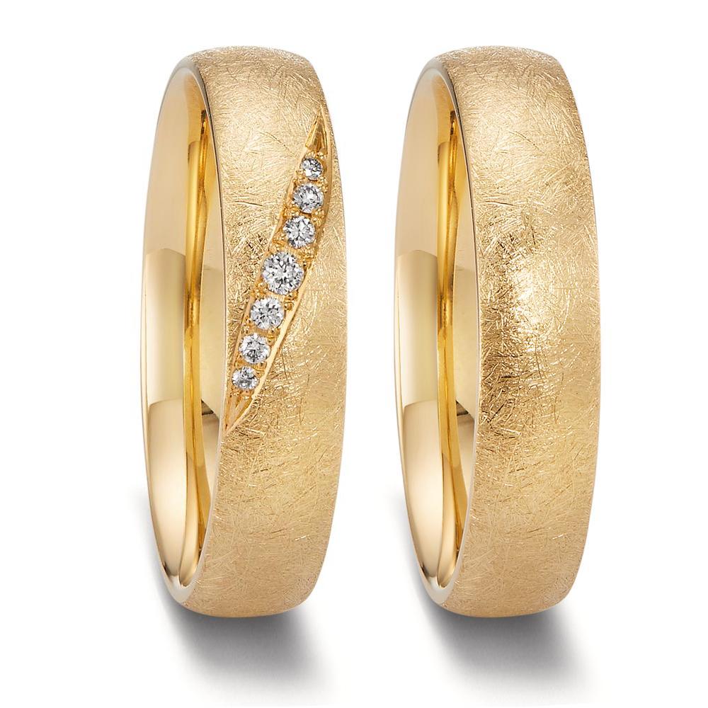 obrączka partnerska złoto żółte 750/18 K Diament 0.066 ct, 7 kamienie, tw-vsi