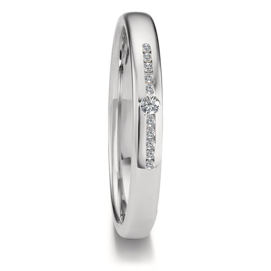 obrączka partnerska złoto białe 750/18 K Diament 0.08 ct, 11 kamienie, tw-vsi