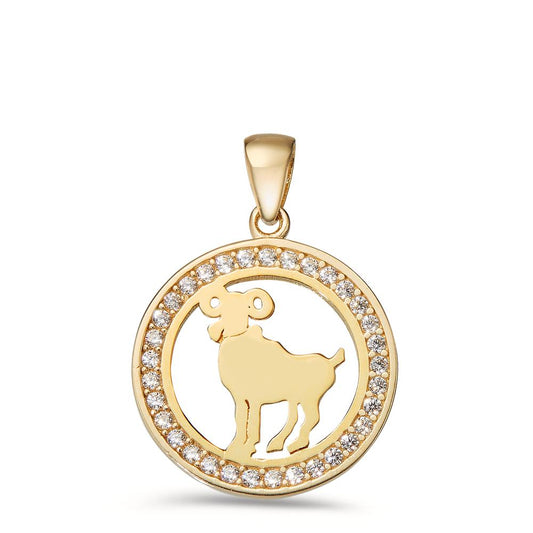 wisiorek złoto żółte 375/9 K Cyrkonia znak zodiaku Baran Ø16.5 mm
