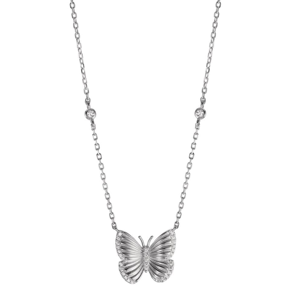 Naszyjnik srebro Cyrkonia rodowany motyl 40-45 cm Ø15 mm