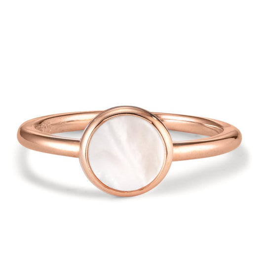 pierścionek srebro pozłacany masa perłowa biały Ø7.5 mm