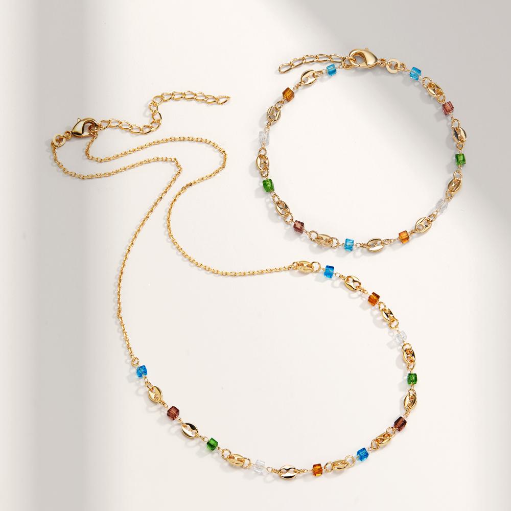 bransoletka brąz Kryształ kolorowy, 11 kamienie pozłacany 16-18 cm