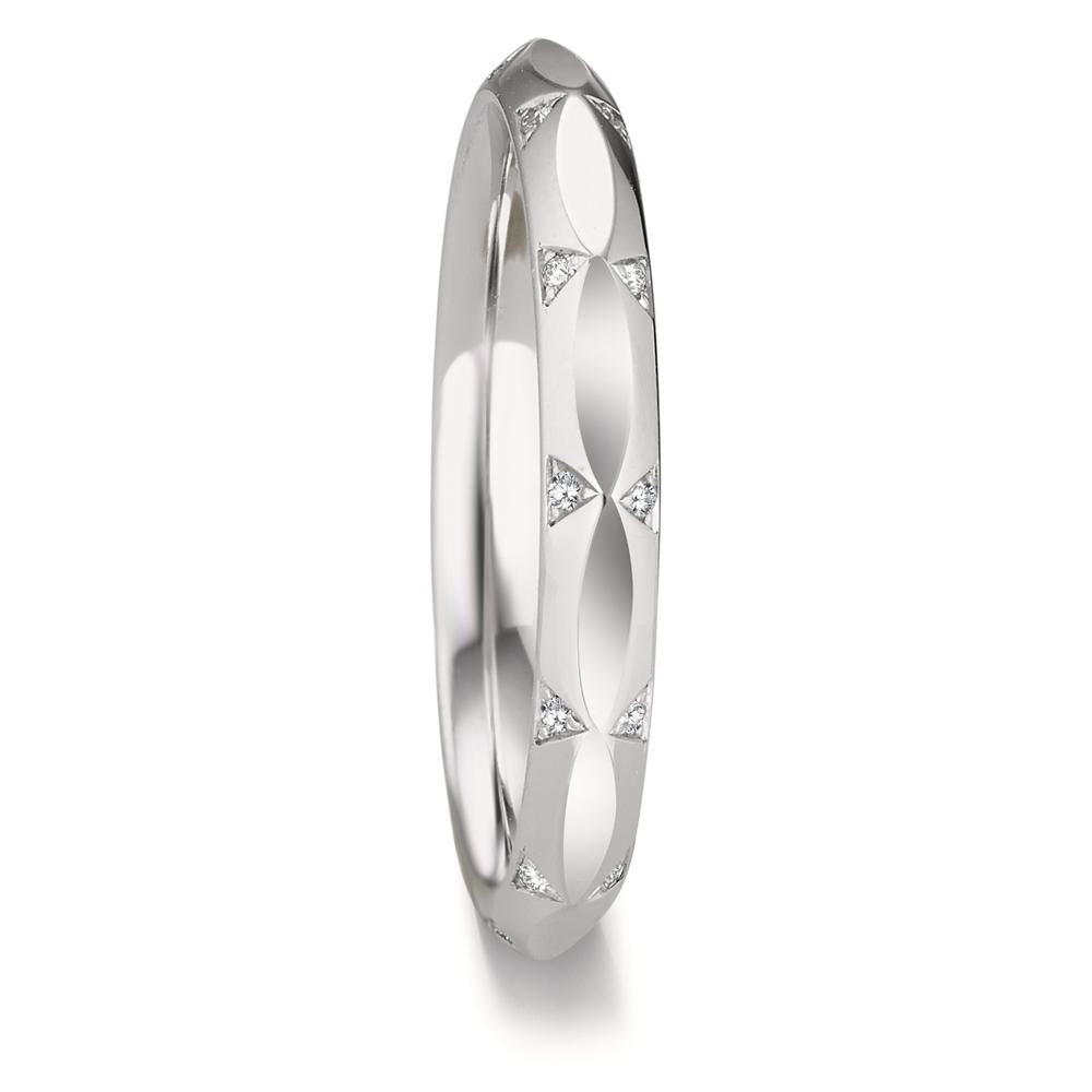 obrączka partnerska złoto białe 750/18 K Diament 0.072 ct, 24 kamienie, w-vsi