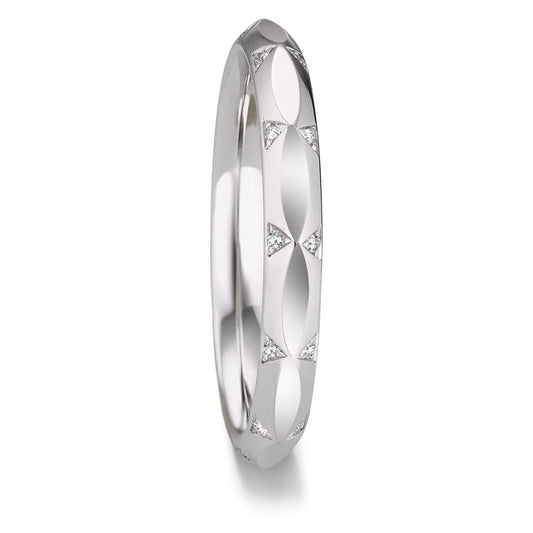 obrączka partnerska złoto białe 750/18 K Diament 0.072 ct, 24 kamienie, w-vsi
