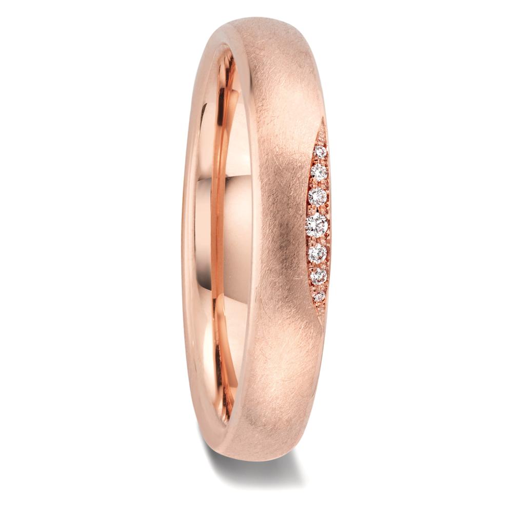obrączka partnerska złoto różowe 750/18 K Diament 0.032 ct, 7 kamienie, w-si