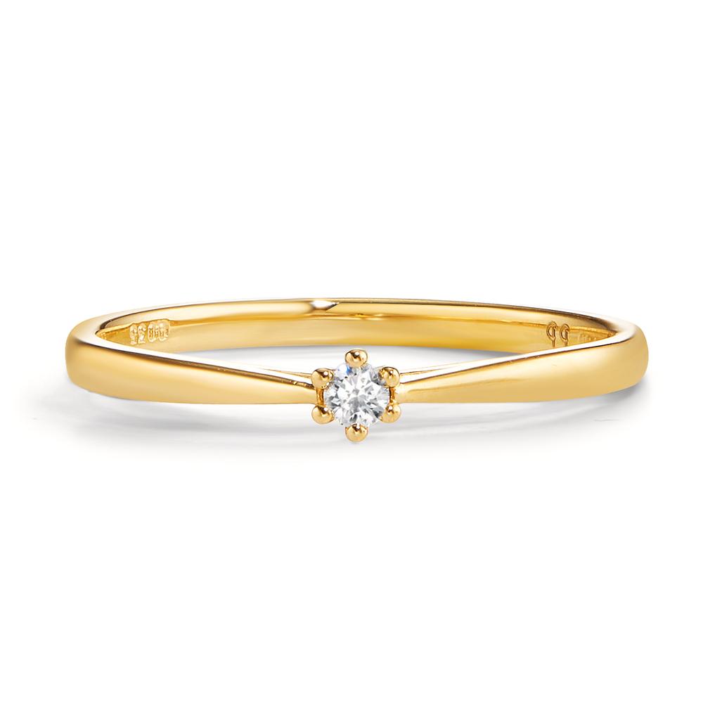 pierścionek zaręczynowy złoto żółte 750/18 K Diament 0.035 ct, w-si