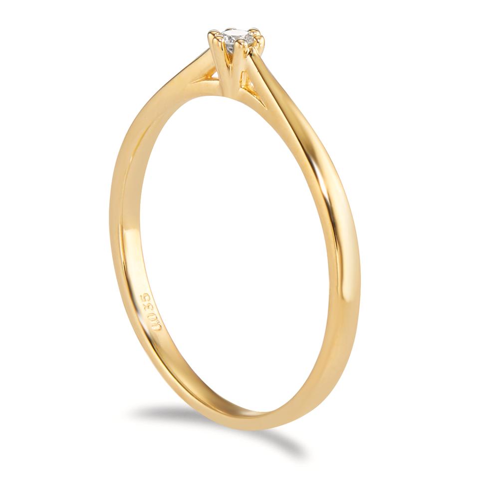 pierścionek zaręczynowy złoto żółte 750/18 K Diament 0.035 ct, w-si