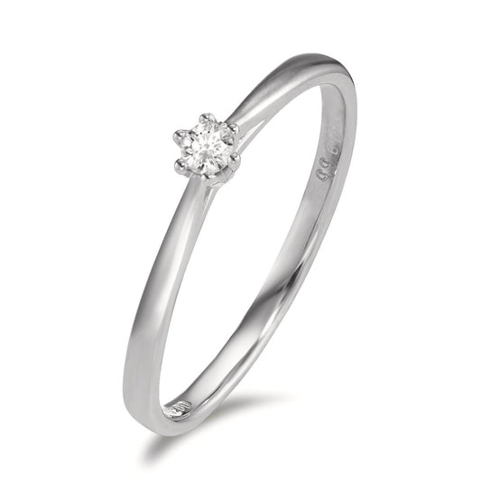 pierścionek zaręczynowy złoto białe 750/18 K Diament 0.05 ct, w-si