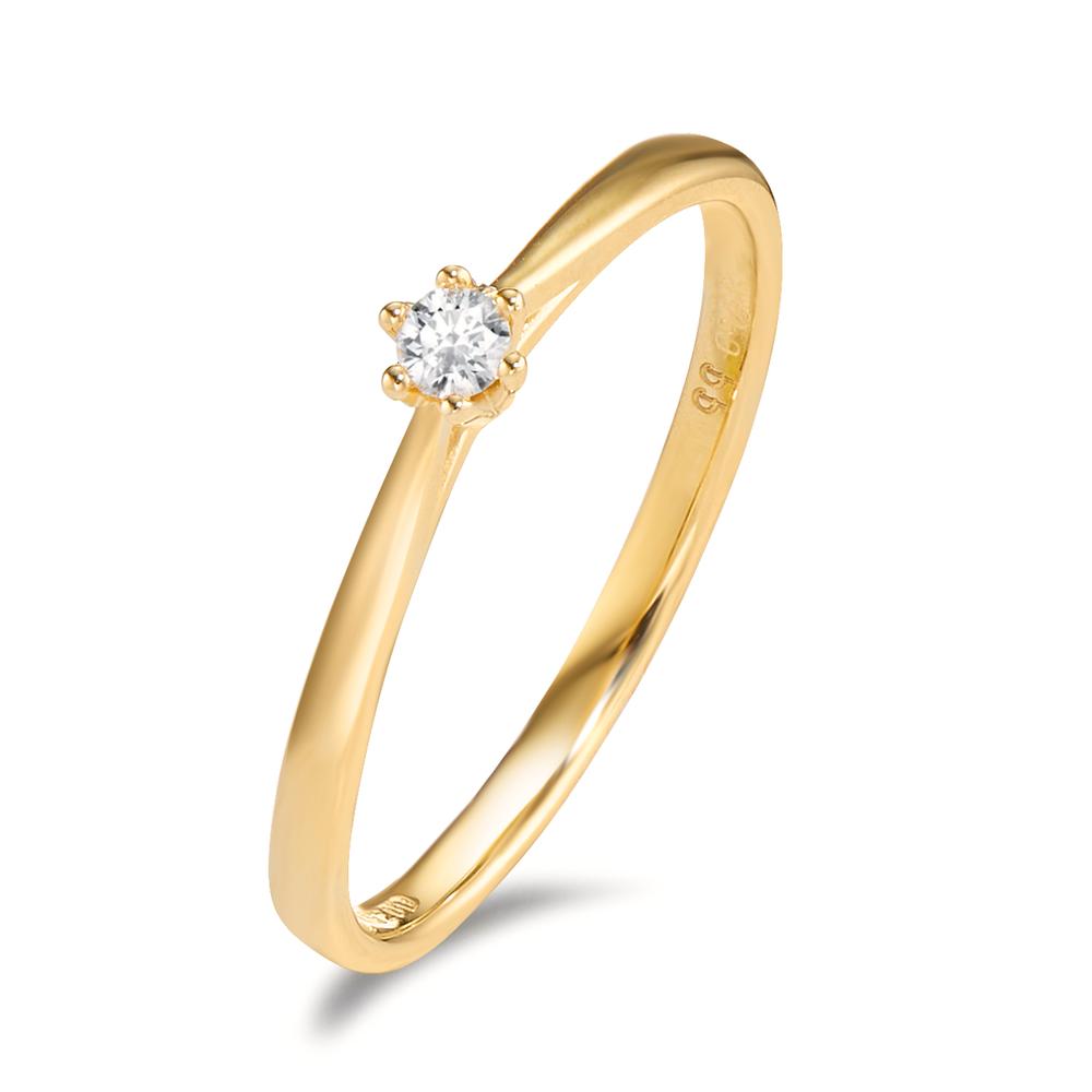 pierścionek zaręczynowy złoto żółte 750/18 K Diament 0.05 ct, w-si