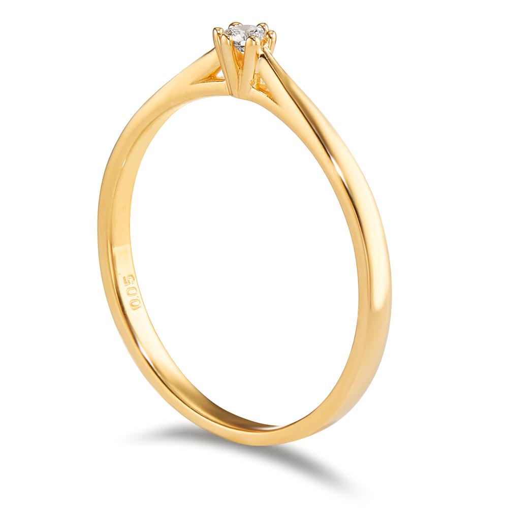 pierścionek zaręczynowy złoto żółte 750/18 K Diament 0.05 ct, w-si