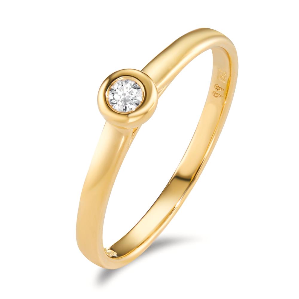 pierścionek zaręczynowy złoto żółte 750/18 K Diament 0.07 ct, w-si