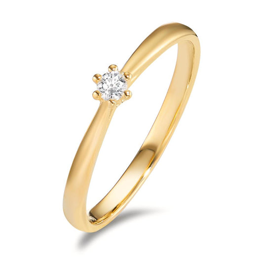 pierścionek zaręczynowy złoto żółte 750/18 K Diament 0.075 ct, w-si