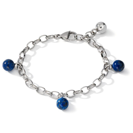 bransoletka stal nierdzewna Lapis lazuli 3 kamienie 17.5-19.5 cm Ø4 mm