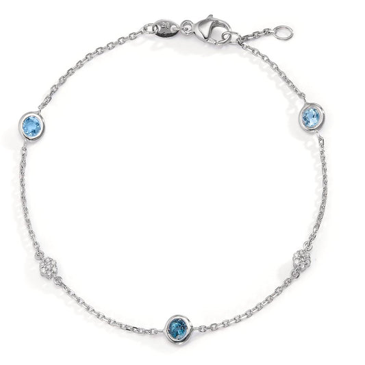 bransoletka złoto białe 750/18 K Topaz 17 kamienie 17-18 cm