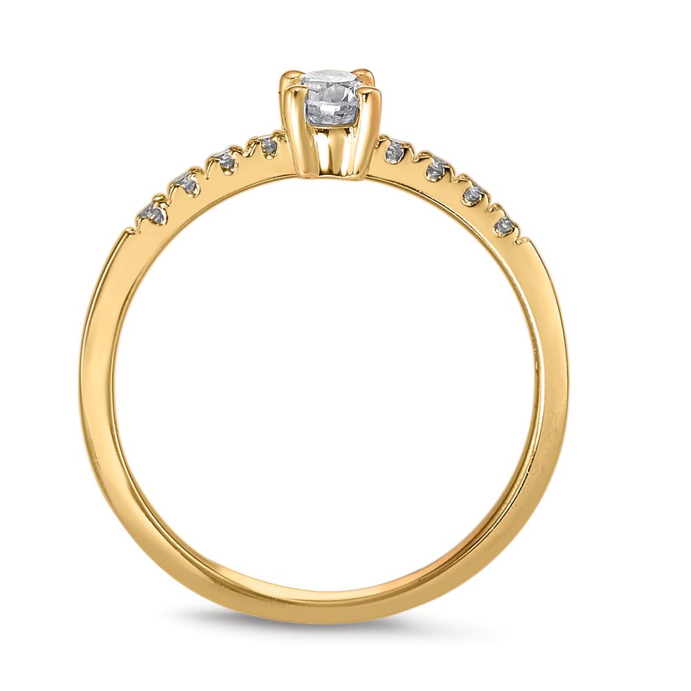 pierścionek zaręczynowy złoto żółte 750/18 K Diament biały, 0.04 ct, 8 kamienie, w-si, Diament biały, 0.20 ct, [Brillant], w-si