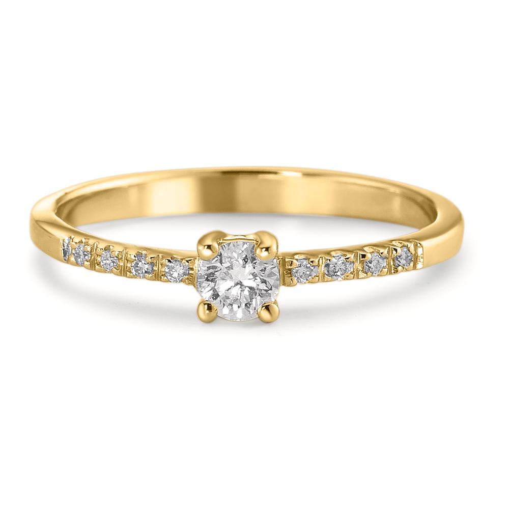 pierścionek zaręczynowy złoto żółte 750/18 K Diament biały, 0.04 ct, 8 kamienie, w-si, Diament biały, 0.20 ct, [Brillant], w-si