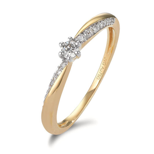 pierścionek zaręczynowy złoto żółte 750/18 K Diament 0.15 ct, 21 kamienie, w-si
