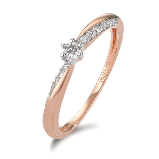 pierścionek zaręczynowy złoto czerwone 750/18 K Diament 0.15 ct, 21 kamienie, w-si