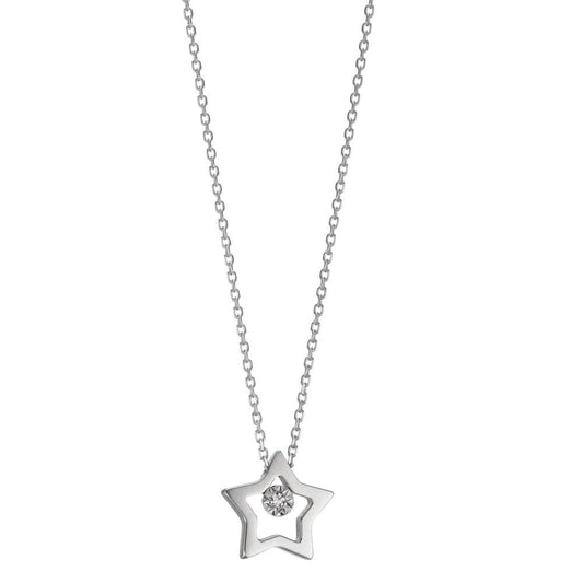 Naszyjnik złoto białe 750/18 K Diament 0.005 ct, w-si gwiazda 40-42 cm Ø7.5 mm