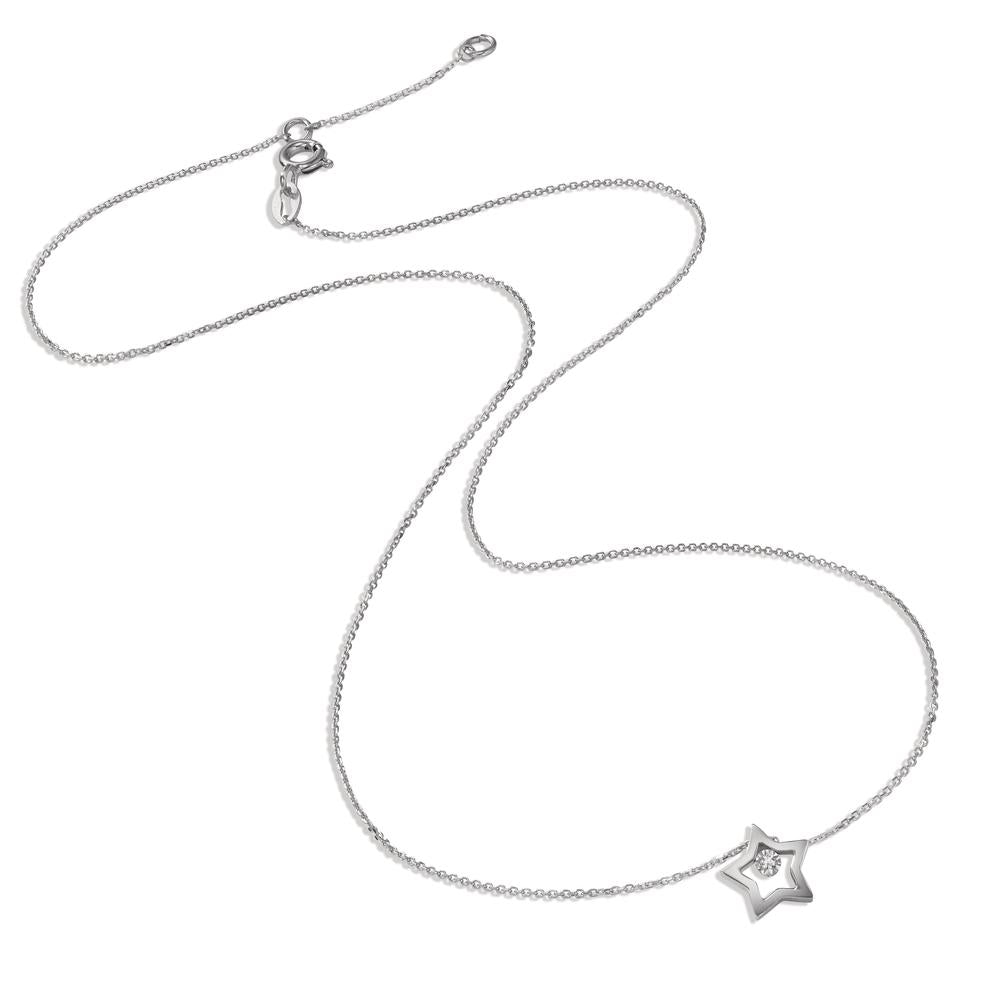 Naszyjnik złoto białe 750/18 K Diament 0.005 ct, w-si gwiazda 40-42 cm Ø7.5 mm
