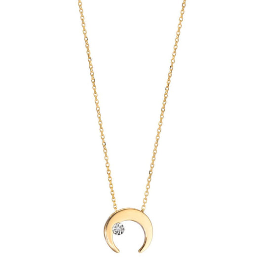 Naszyjnik złoto żółte 750/18 K Diament 0.005 ct, w-si księżyc 40-42 cm Ø8.5 mm