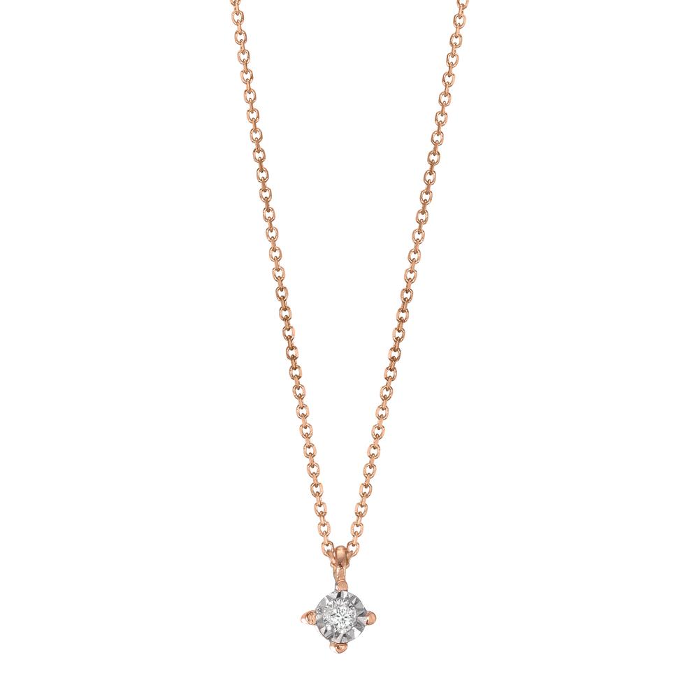 Naszyjnik złoto czerwone 750/18 K Diament 0.02 ct, w-si 40-42 cm Ø2.8 mm