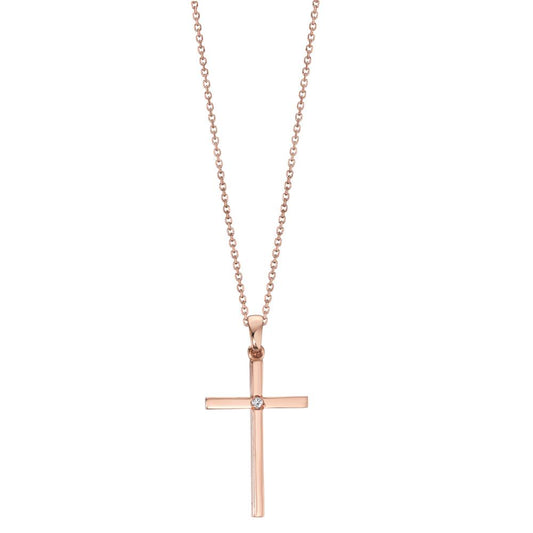 Naszyjnik złoto czerwone 750/18 K Diament 0.01 ct, w-si Przechodzić 40-42 cm