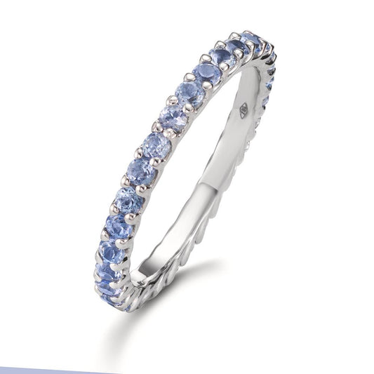 pierścionek pamięci złoto białe 750/18 K Tanzanit 1.20 ct, 30 kamienie