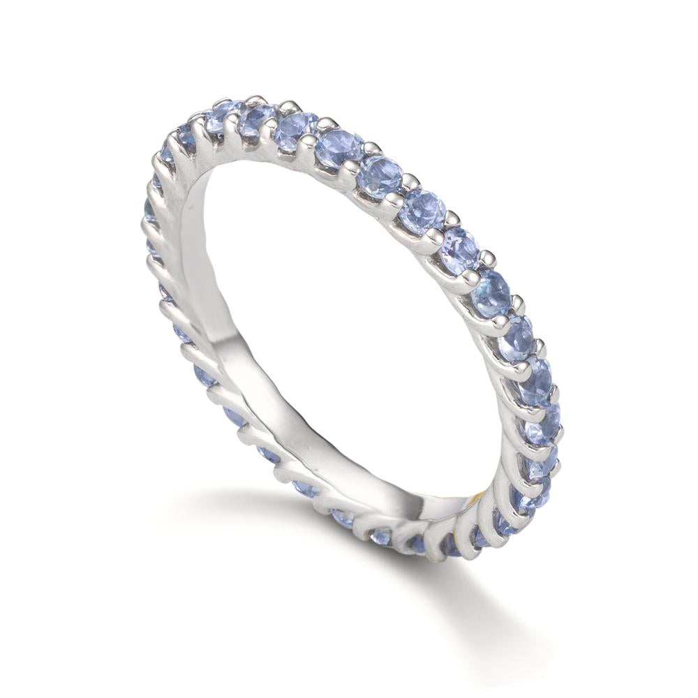 pierścionek pamięci złoto białe 750/18 K Tanzanit 1.20 ct, 30 kamienie