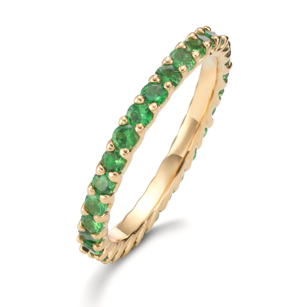 pierścionek pamięci złoto żółte 750/18 K Granat zielony, 1.20 ct, 30 kamienie