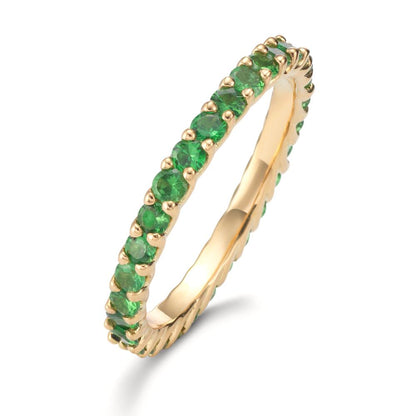 pierścionek pamięci złoto żółte 750/18 K Granat zielony, 1.20 ct, 30 kamienie