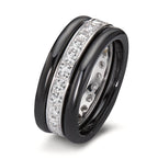 pierścionek złoto białe 750/18 K, ceramika Diament 1 ct, 25 kamienie, [Brillant]