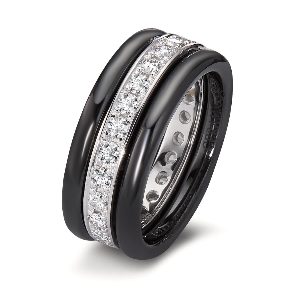 pierścionek złoto białe 750/18 K, ceramika Diament 1 ct, 25 kamienie, [Brillant]