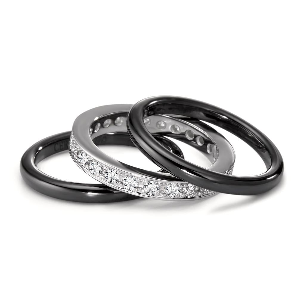 pierścionek złoto białe 750/18 K, ceramika Diament 1 ct, 25 kamienie, [Brillant]