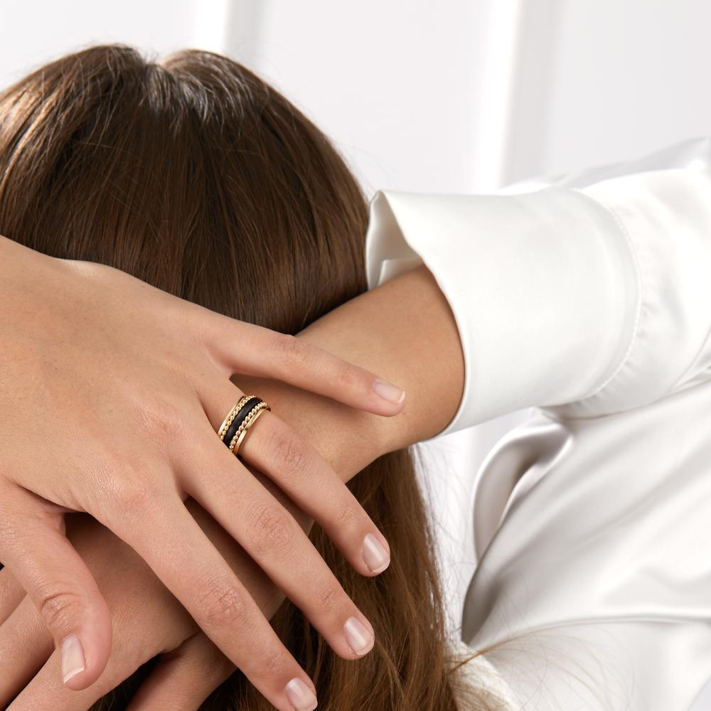 pierścionek złoto żółte 585/14 K, ceramika