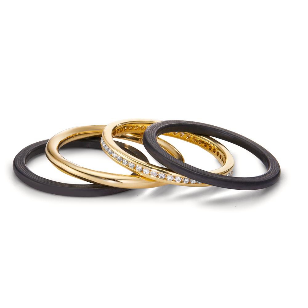pierścionek złoto żółte 750/18 K, węgiel Diament 0.25 ct, 50 kamienie, w-si