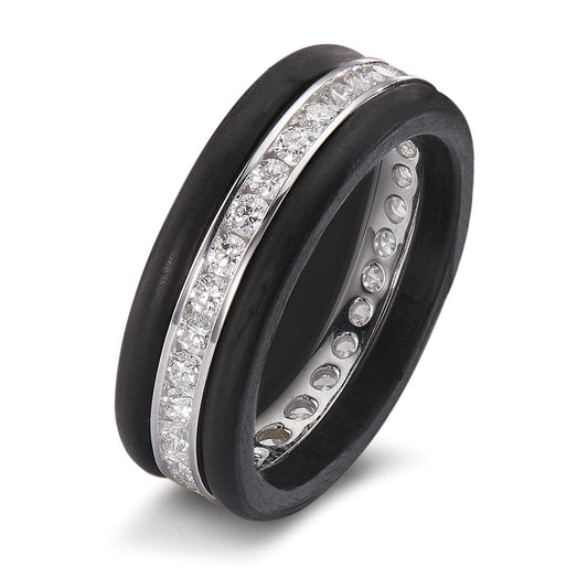 pierścionek złoto białe 750/18 K, węgiel Diament 1 ct, 28 kamienie, w-si
