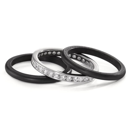 pierścionek złoto białe 750/18 K, węgiel Diament 1 ct, 28 kamienie, w-si