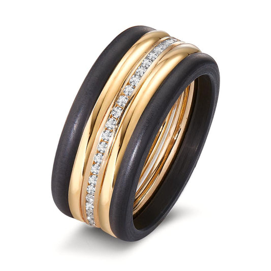 pierścionek złoto żółte 750/18 K, węgiel Diament 0.25 ct, 50 kamienie, w-si