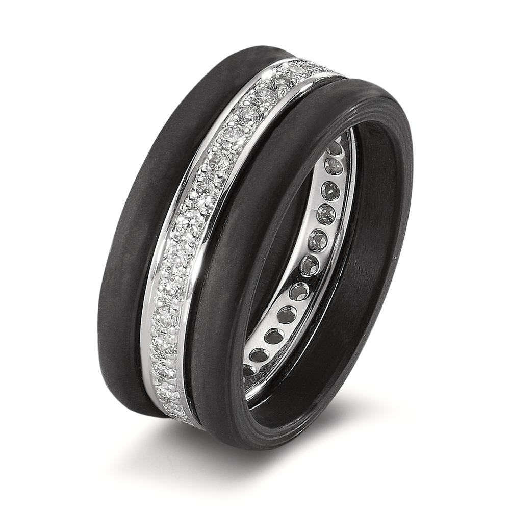 pierścionek złoto białe 750/18 K, węgiel Diament 0.50 ct, 35 kamienie, w-si